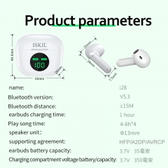 i28 touch control LED display TWS Bluetooth earphone with ENC function